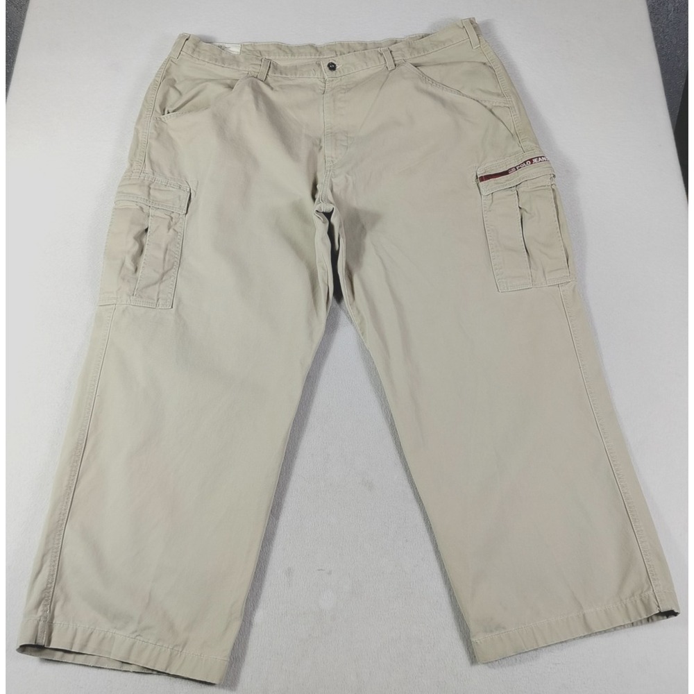 Vintage Polo Jeans Company Cargo Pants Mens 46 Beige Relaxed Freighter Military